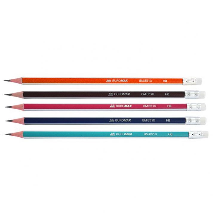 Карандаш графитовый с ластиком Buromax HB HB (BM.8510)