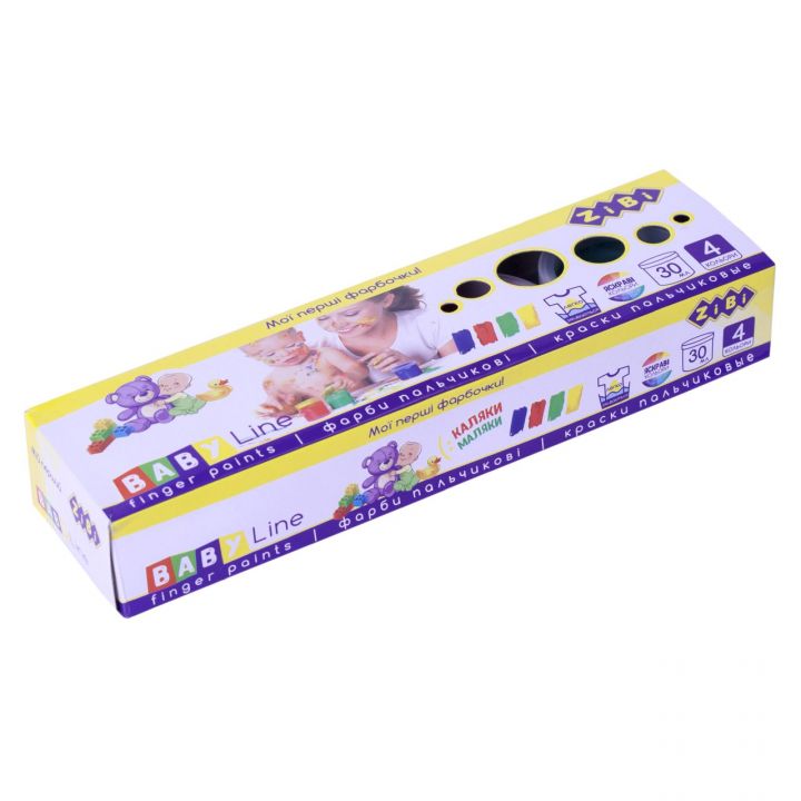 Краски пальчиковые ZiBi Baby Line по 30 мл 4 цвета (ZB.6564)
