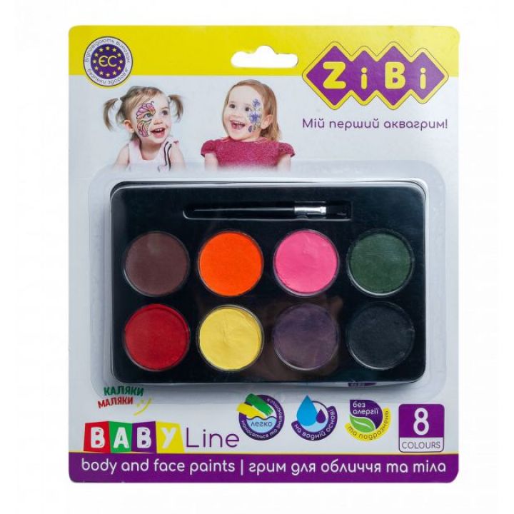 Краски для лица с тальком ZiBi Baby Line на водной основе 8 цветов (ZB.6567)