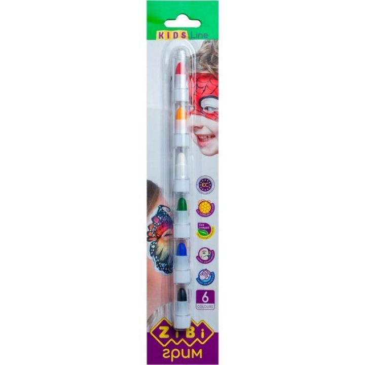 Карандаши для гримирования лица и тела ZiBi Kids Line 6 цветов (ZB.6569)