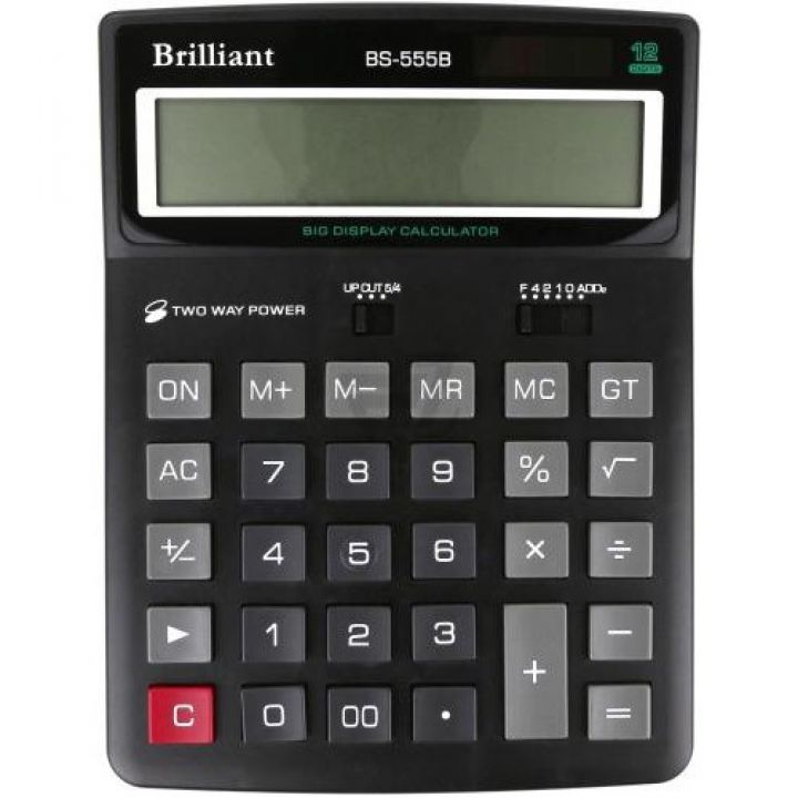 Калькулятор электронный Brilliant 12-разрядный 155 x 201 x 35 мм черный (BS-555)