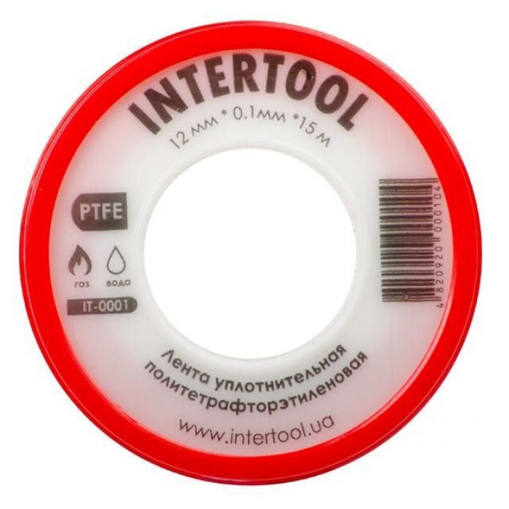 Лента тефлоновая фум 15 м x 0.1 мм x 12 мм INTERTOOL (IT-0001)