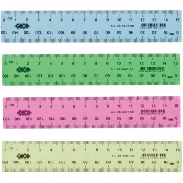 Линейка пластиковая ZiBi прозрачная 12 шт (ZB.5601-99)